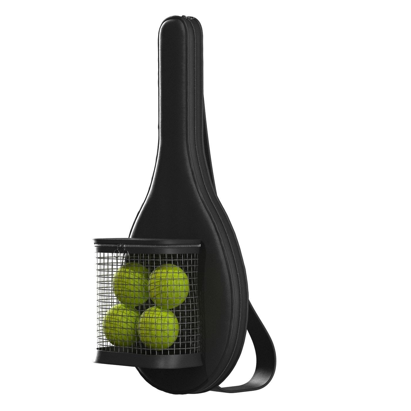 Black Leather Tennis Racket Bag 3D model_7