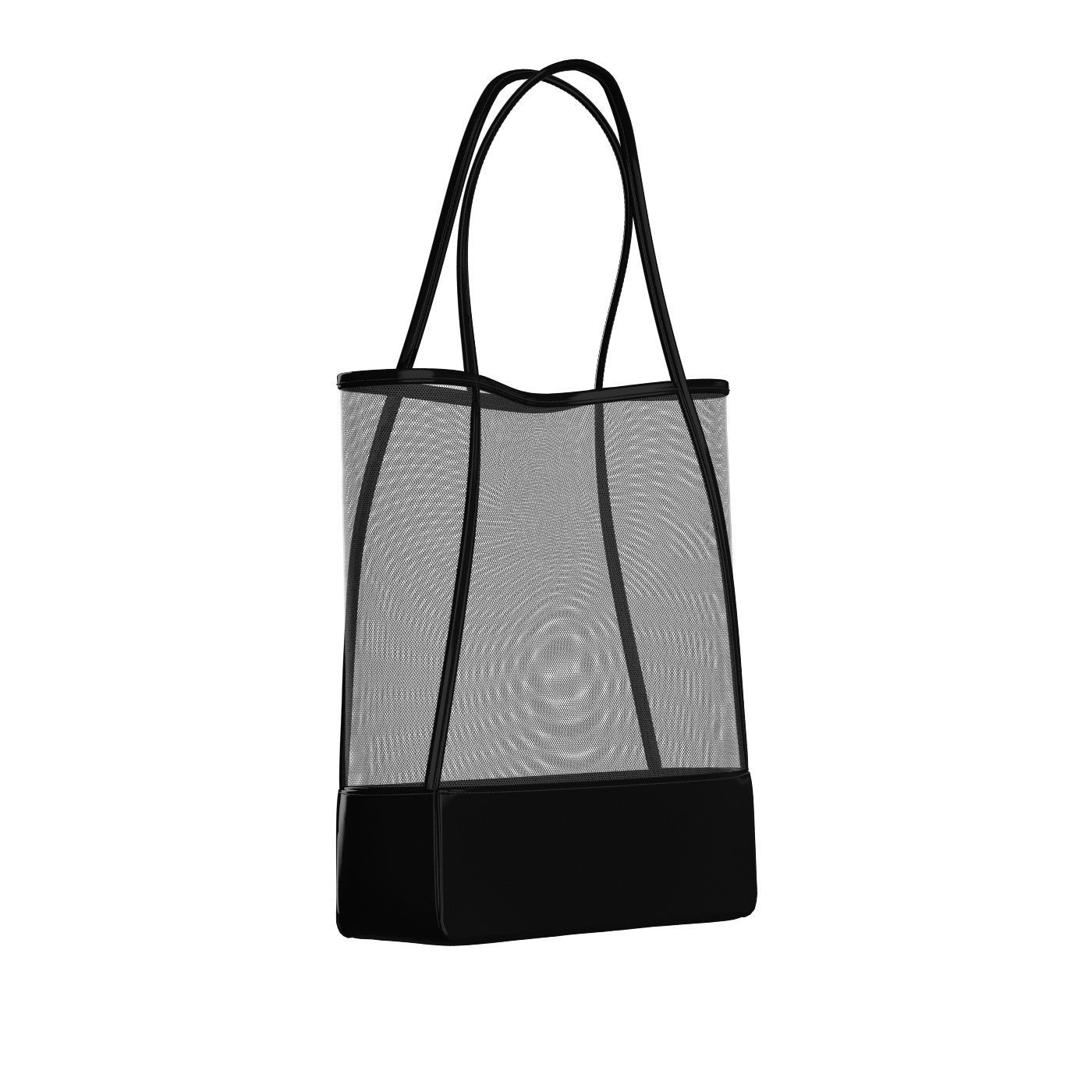 Black Mesh Shopper Bag 3D model_5
