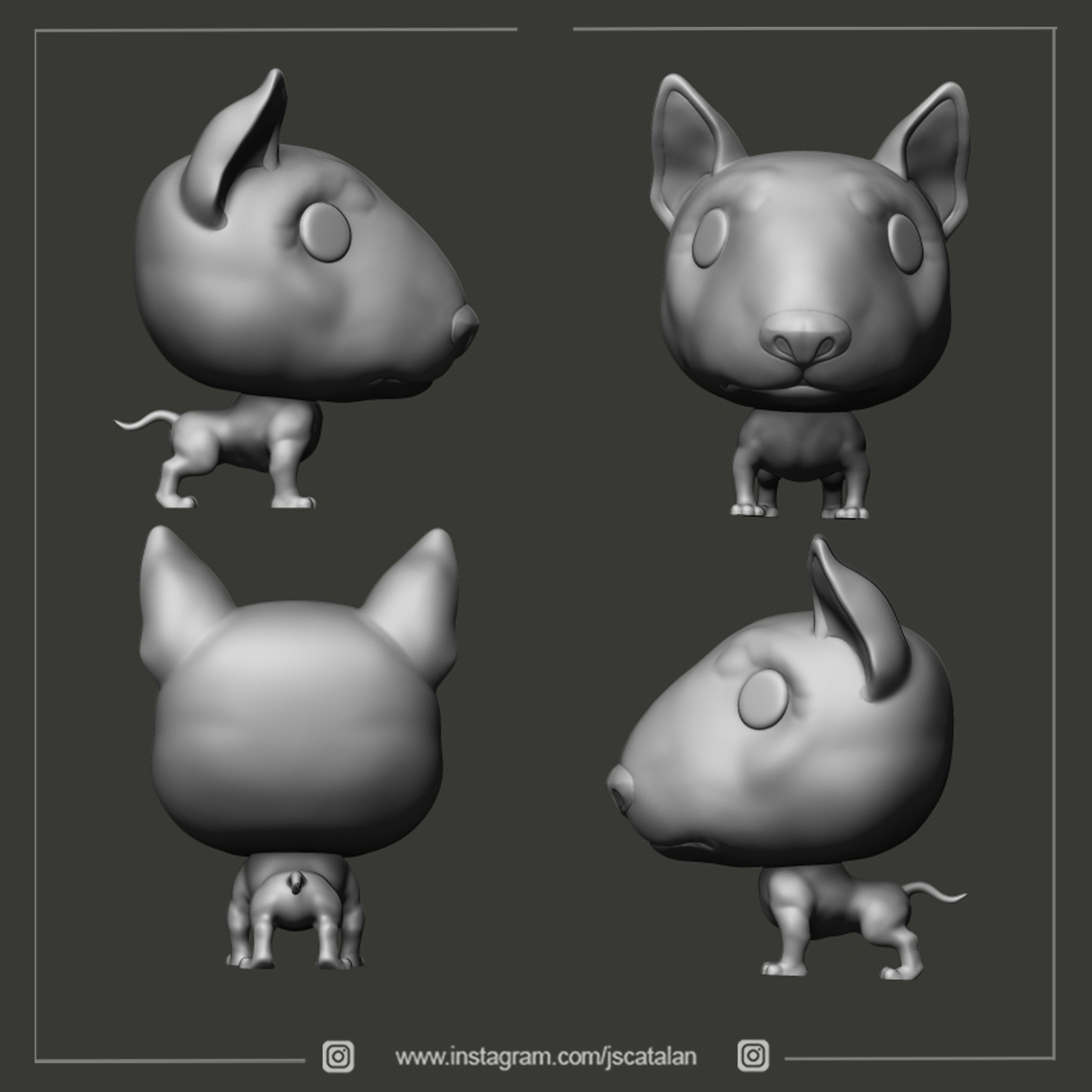 BULL TERRIER FUNKO POP DOG CUSTOM PETS 3D print model_2
