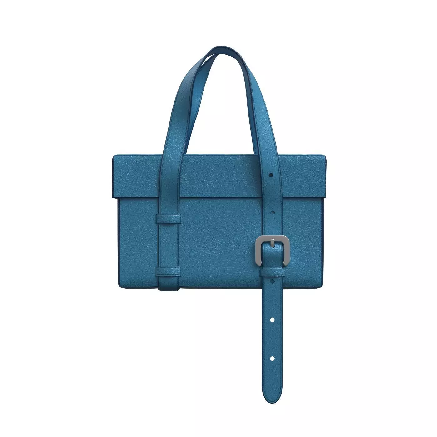 Blue Leather Box Tote Bag 3D model_0