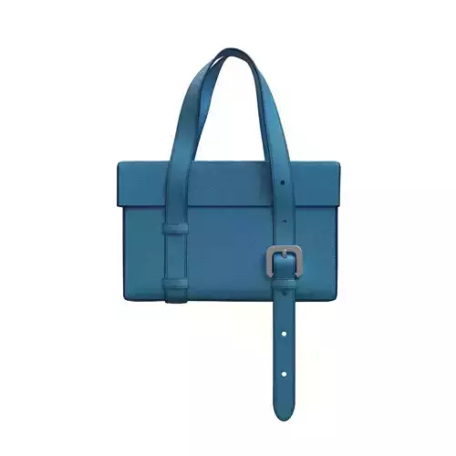 Blue Leather Box Tote Bag