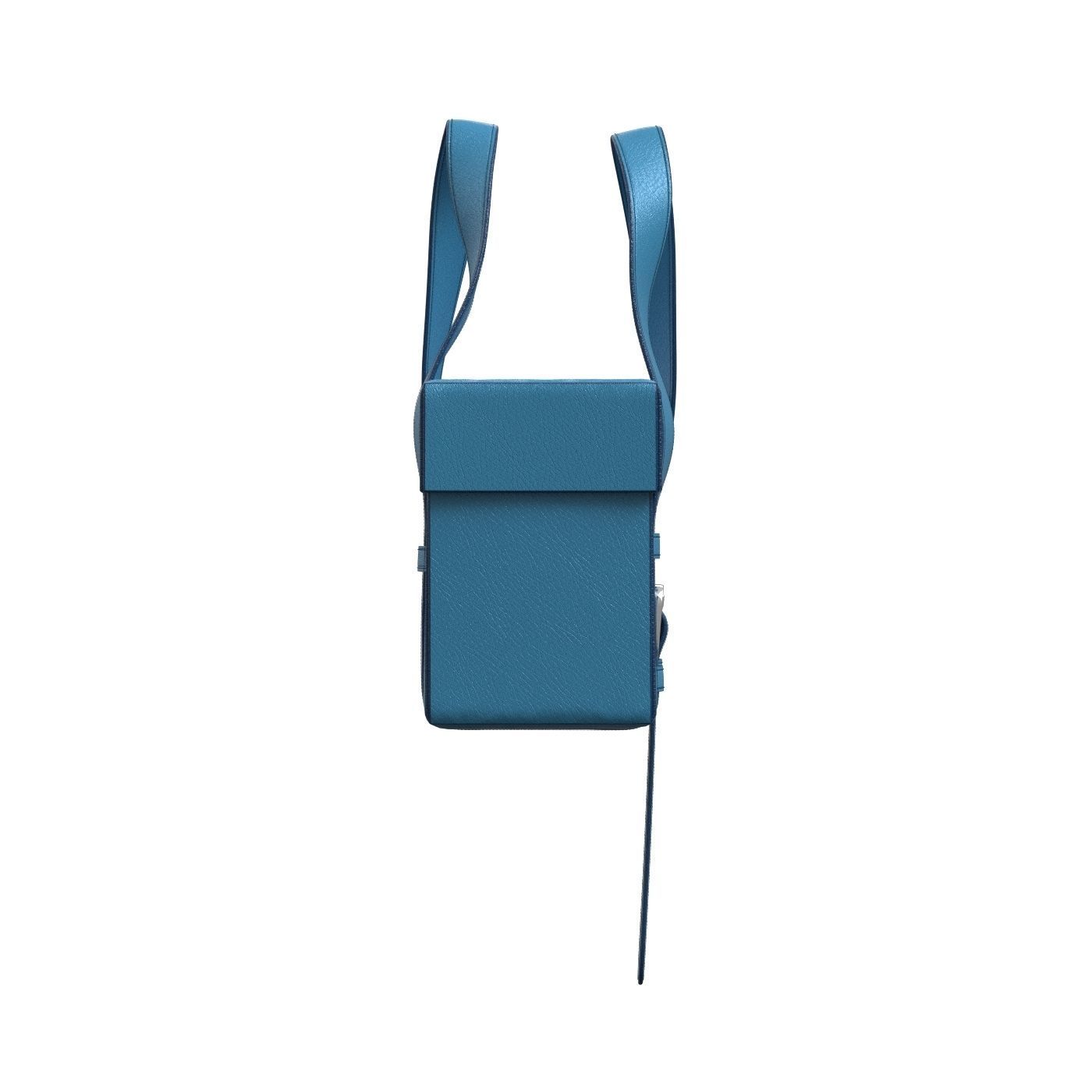 Blue Leather Box Tote Bag 3D model_2