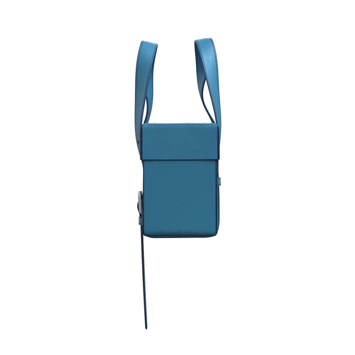 Blue Leather Box Tote Bag 3D model_6