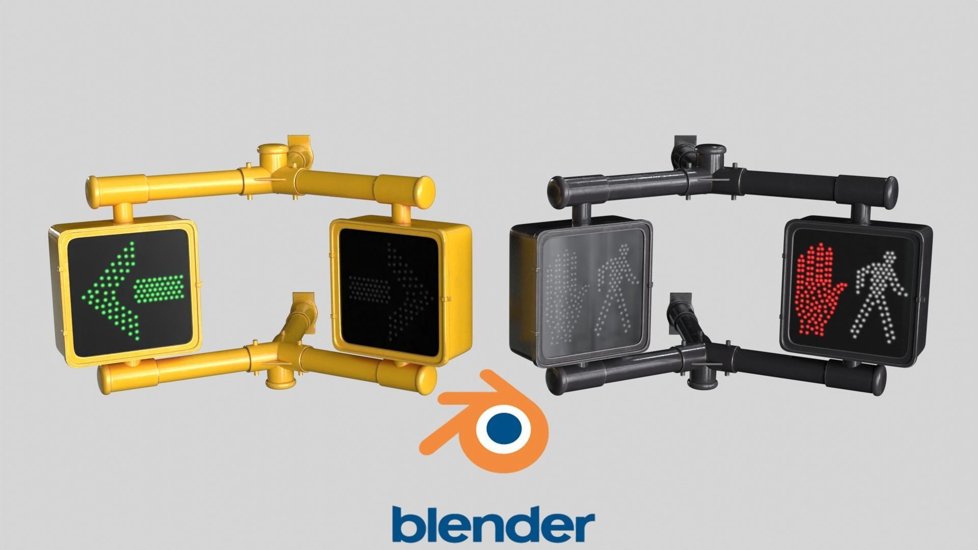 Traffic light 2 Low-poly 3D model_11