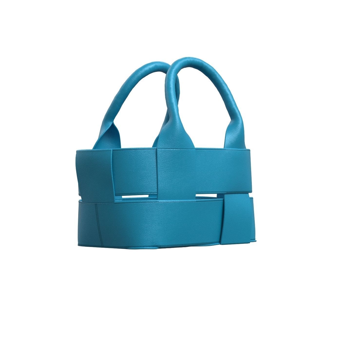 Blue Leather Tote Bag 3D model_5