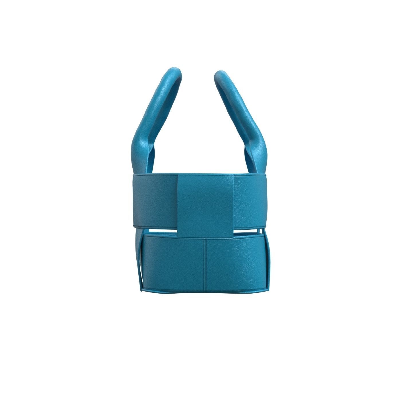 Blue Leather Tote Bag 3D model_2