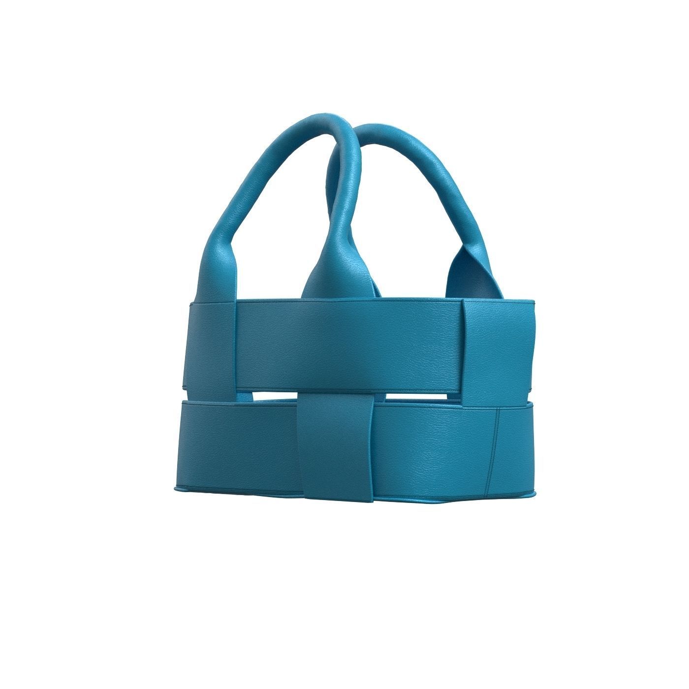 Blue Leather Tote Bag 3D model_3