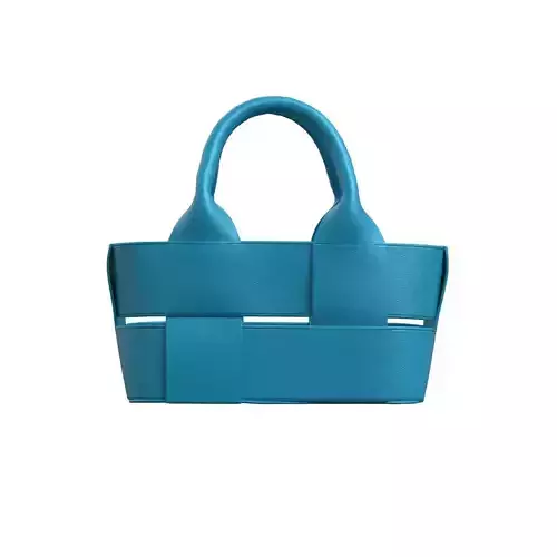 Blue Leather Tote Bag