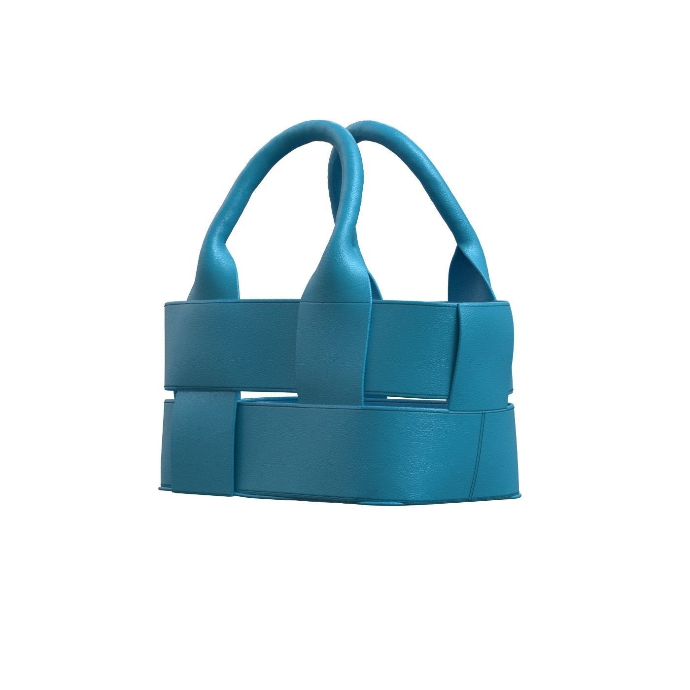Blue Leather Tote Bag 3D model_7