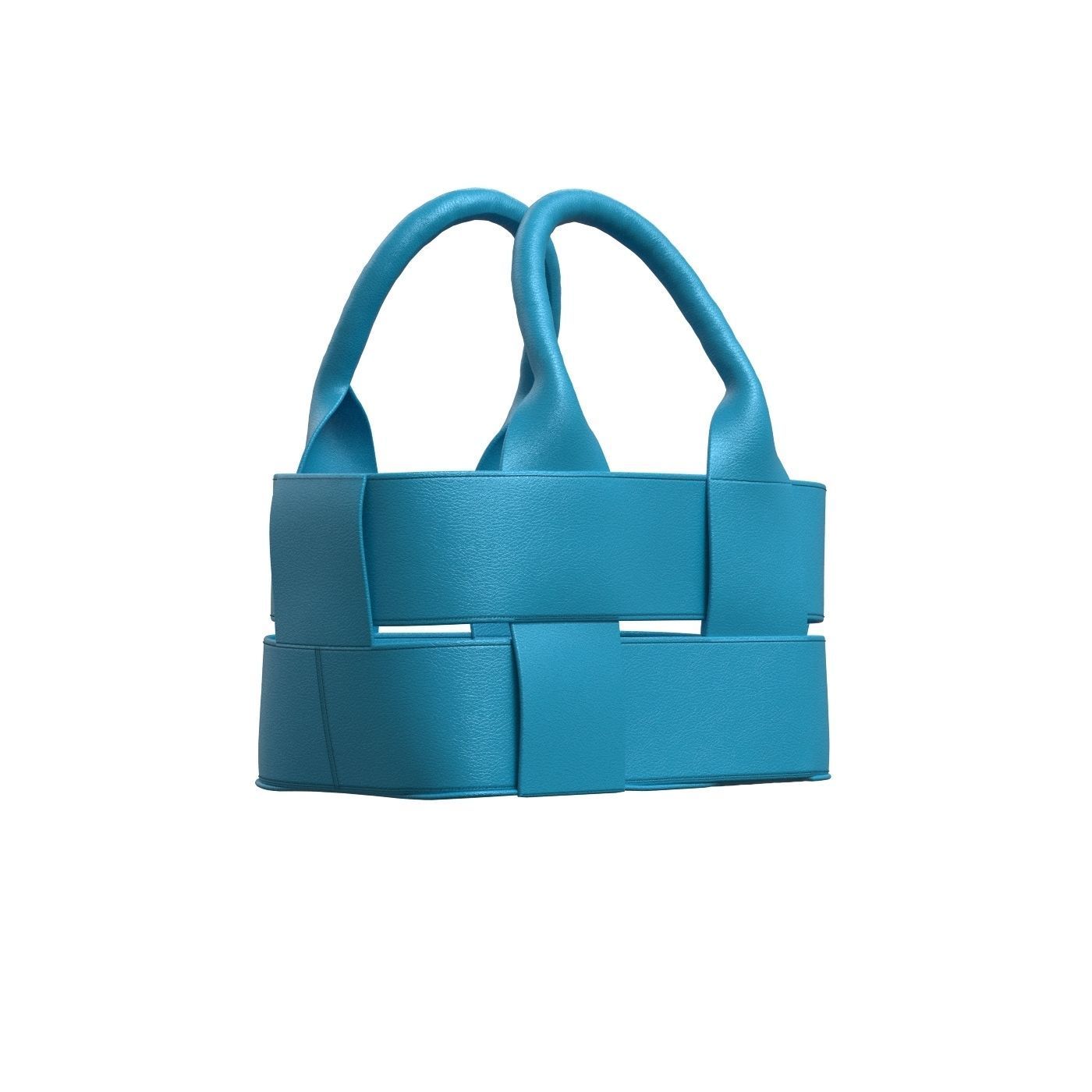 Blue Leather Tote Bag 3D model_1