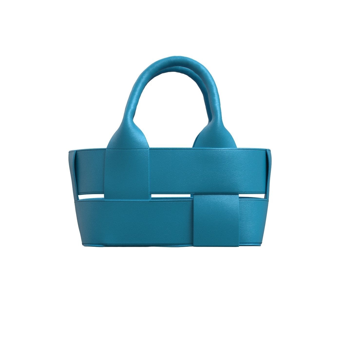 Blue Leather Tote Bag 3D model_4