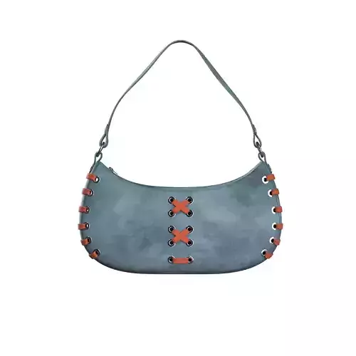 Blue Suede Baguette Bag