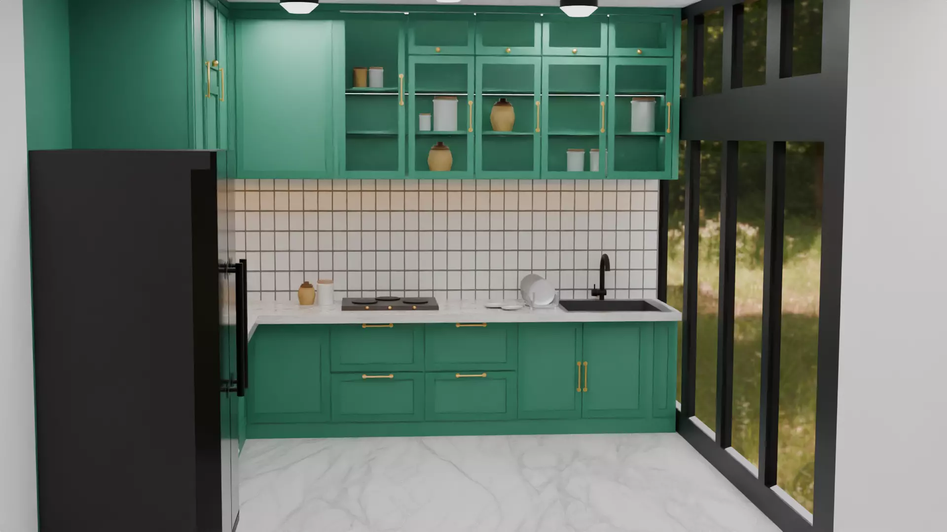 Kitchen Interior Low-poly 3D model_0