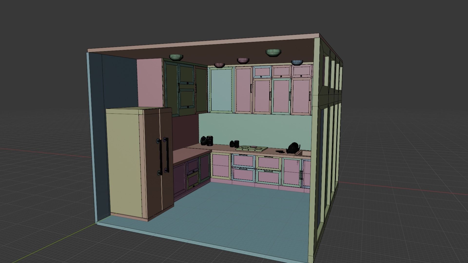 Kitchen Interior Low-poly 3D model_11