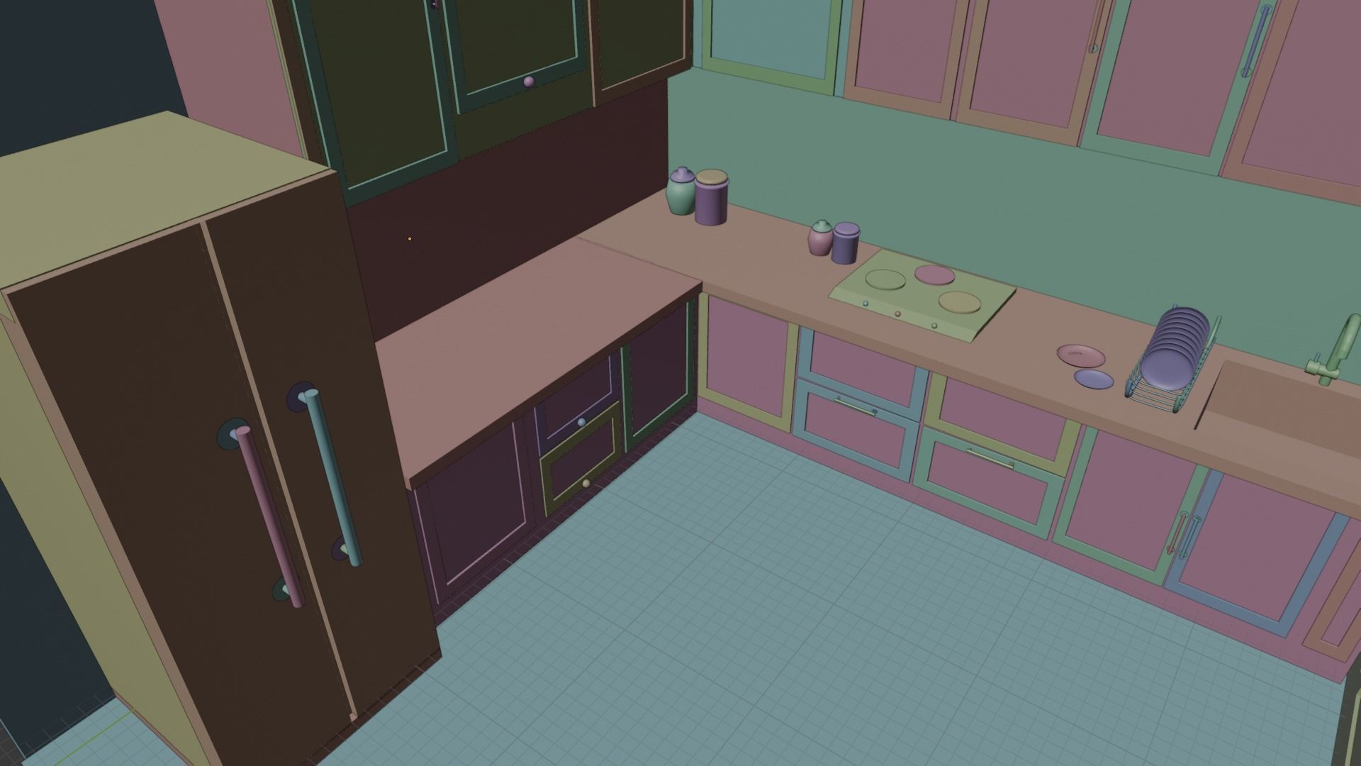 Kitchen Interior Low-poly 3D model_10