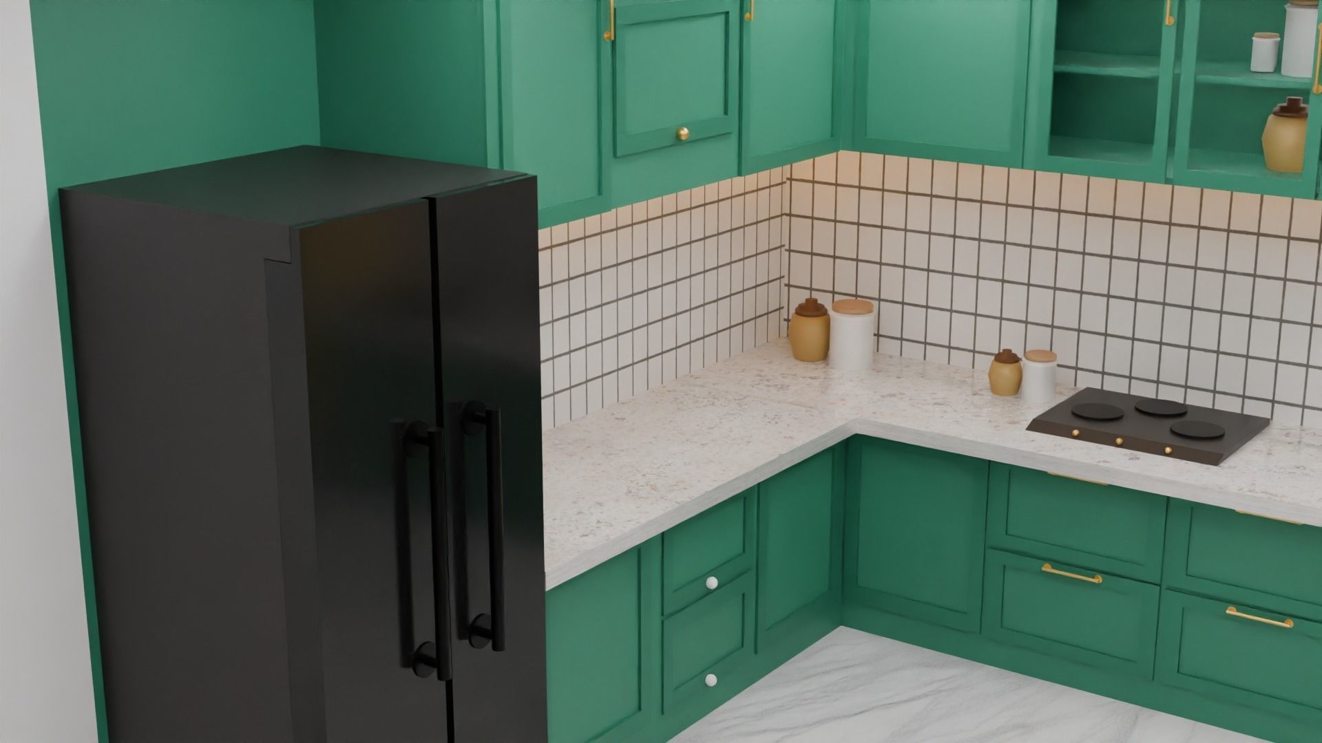 Kitchen Interior Low-poly 3D model_1