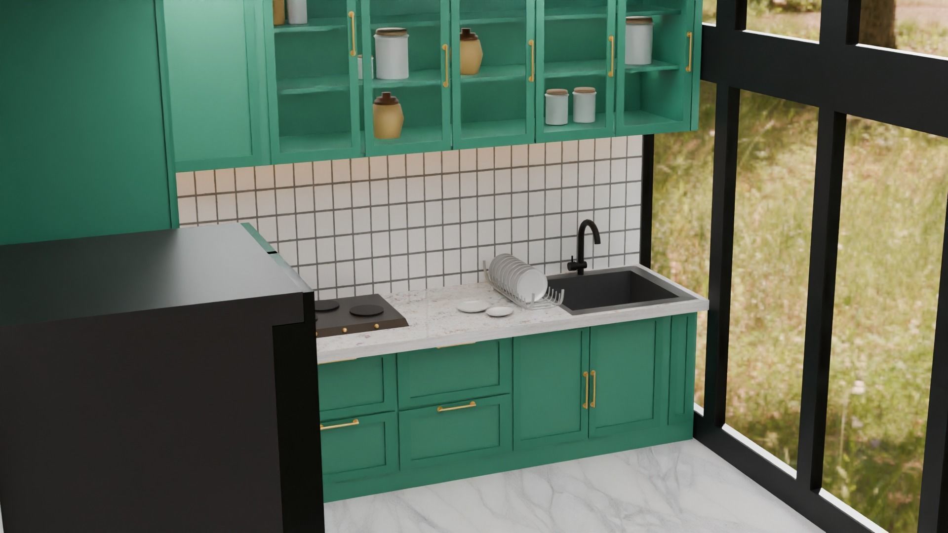 Kitchen Interior Low-poly 3D model_8
