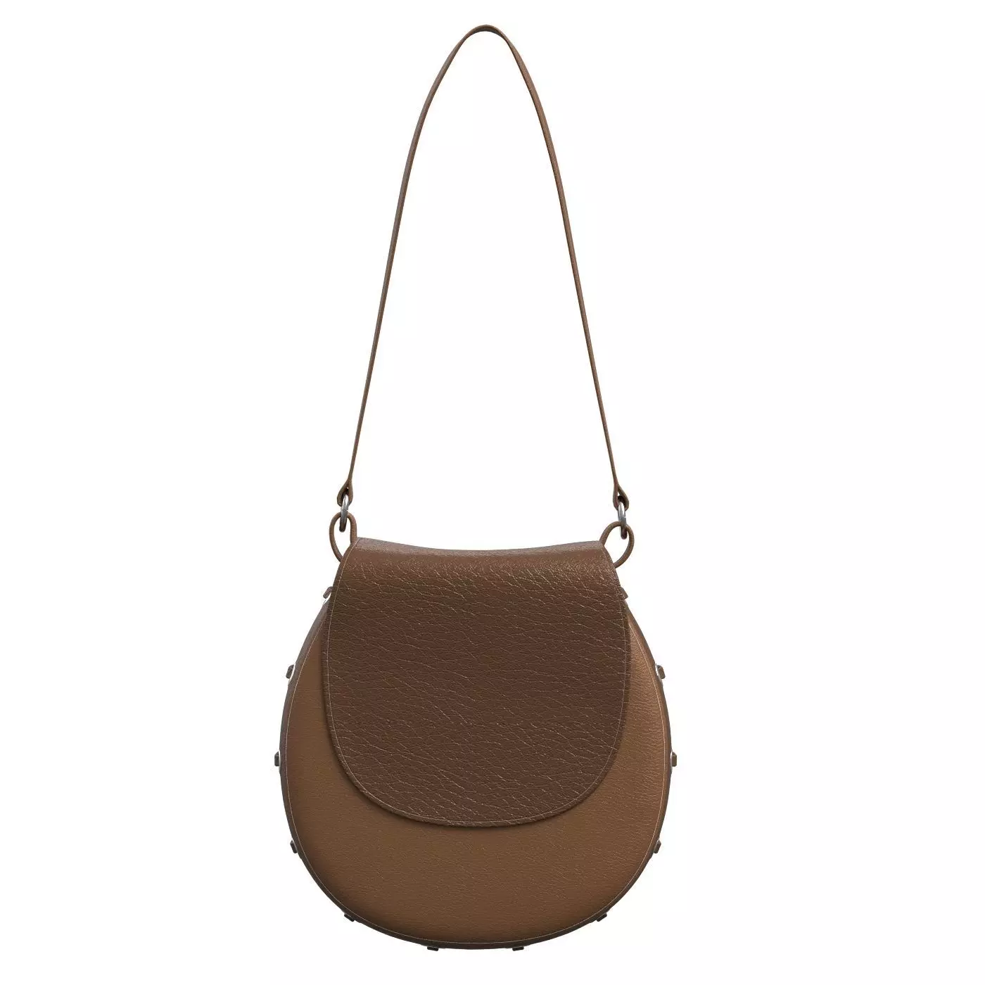 Brown Leather Saddle Bag 3D model