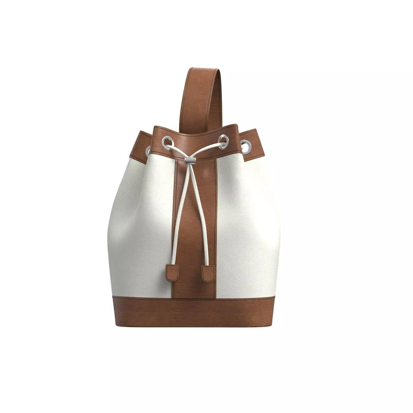 Brown Leather Sling Bucket Bag 3D model