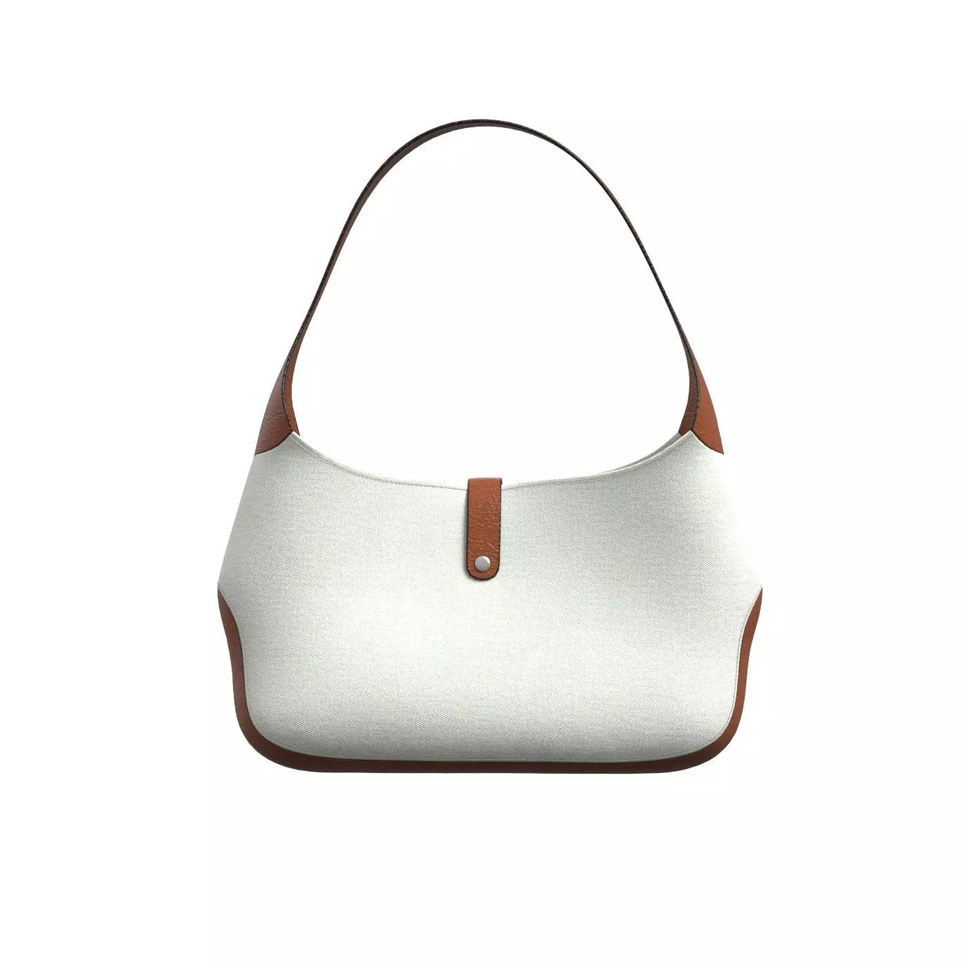 Brown Leather Strap Hobo Bag 3D model_0