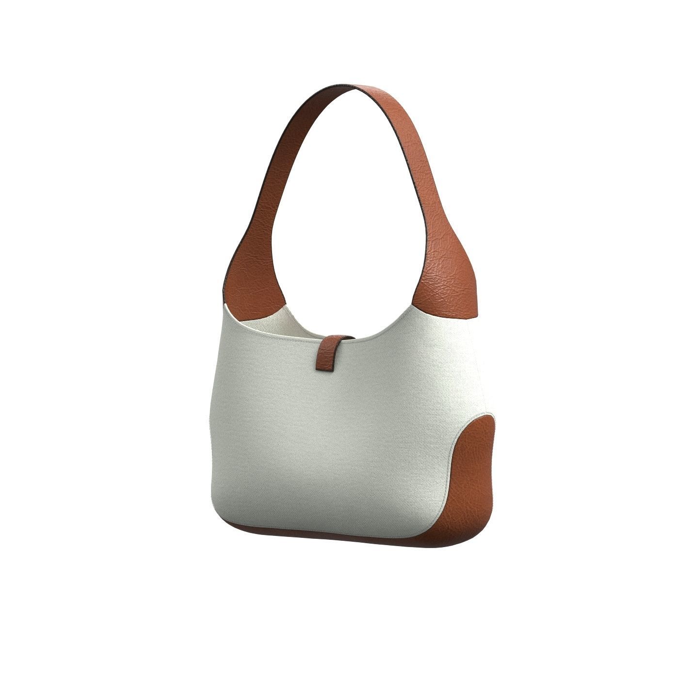 Brown Leather Strap Hobo Bag 3D model_3
