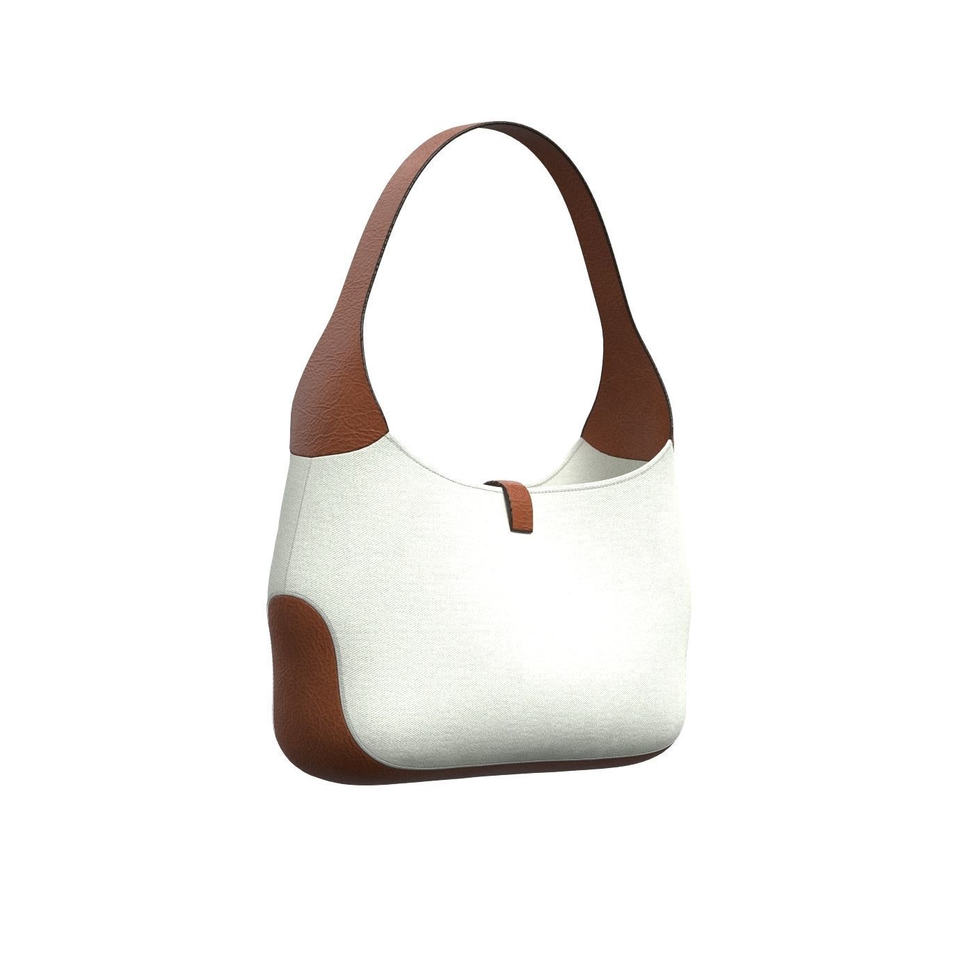 Brown Leather Strap Hobo Bag 3D model_5