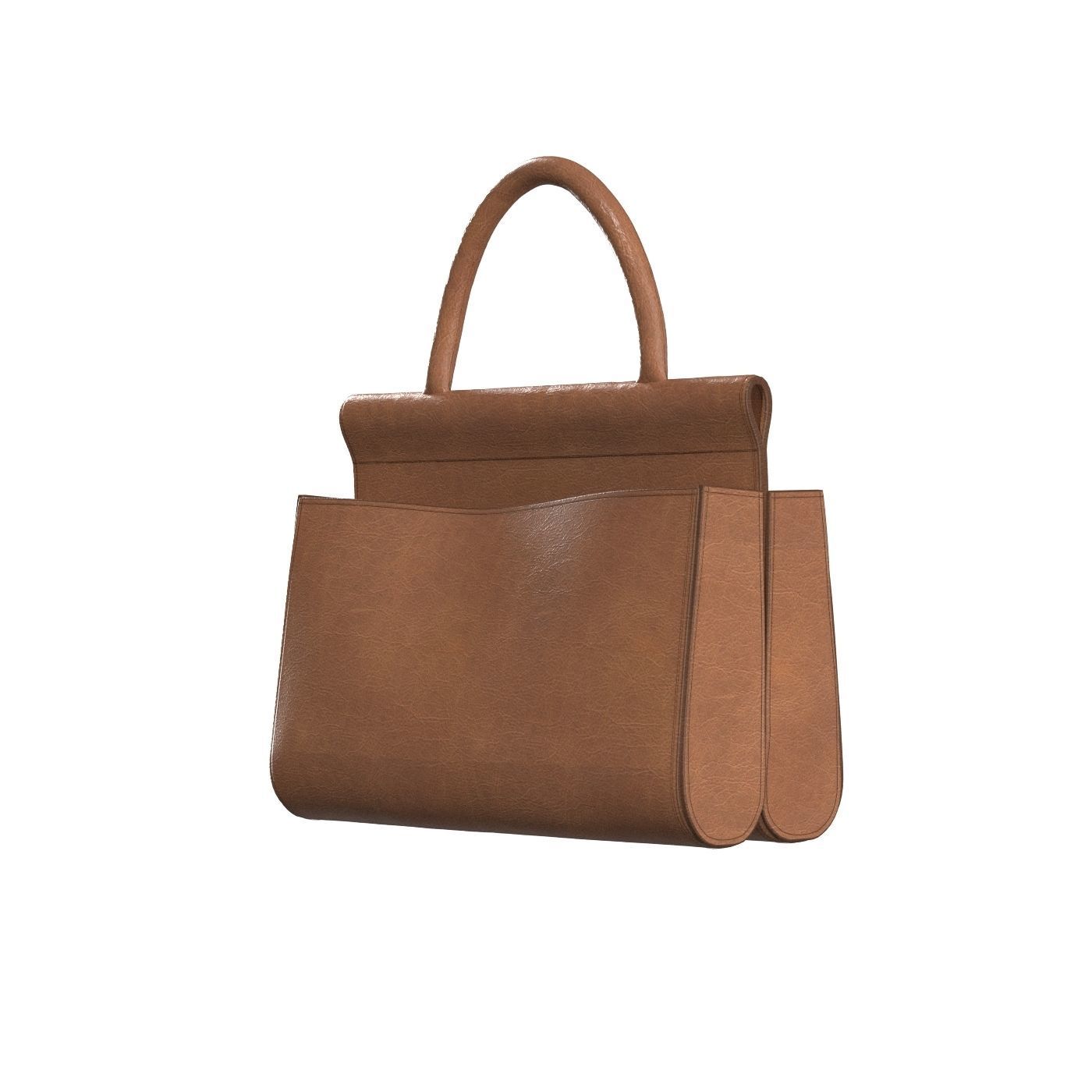 Brown Leather Tote Bag 3D model_3
