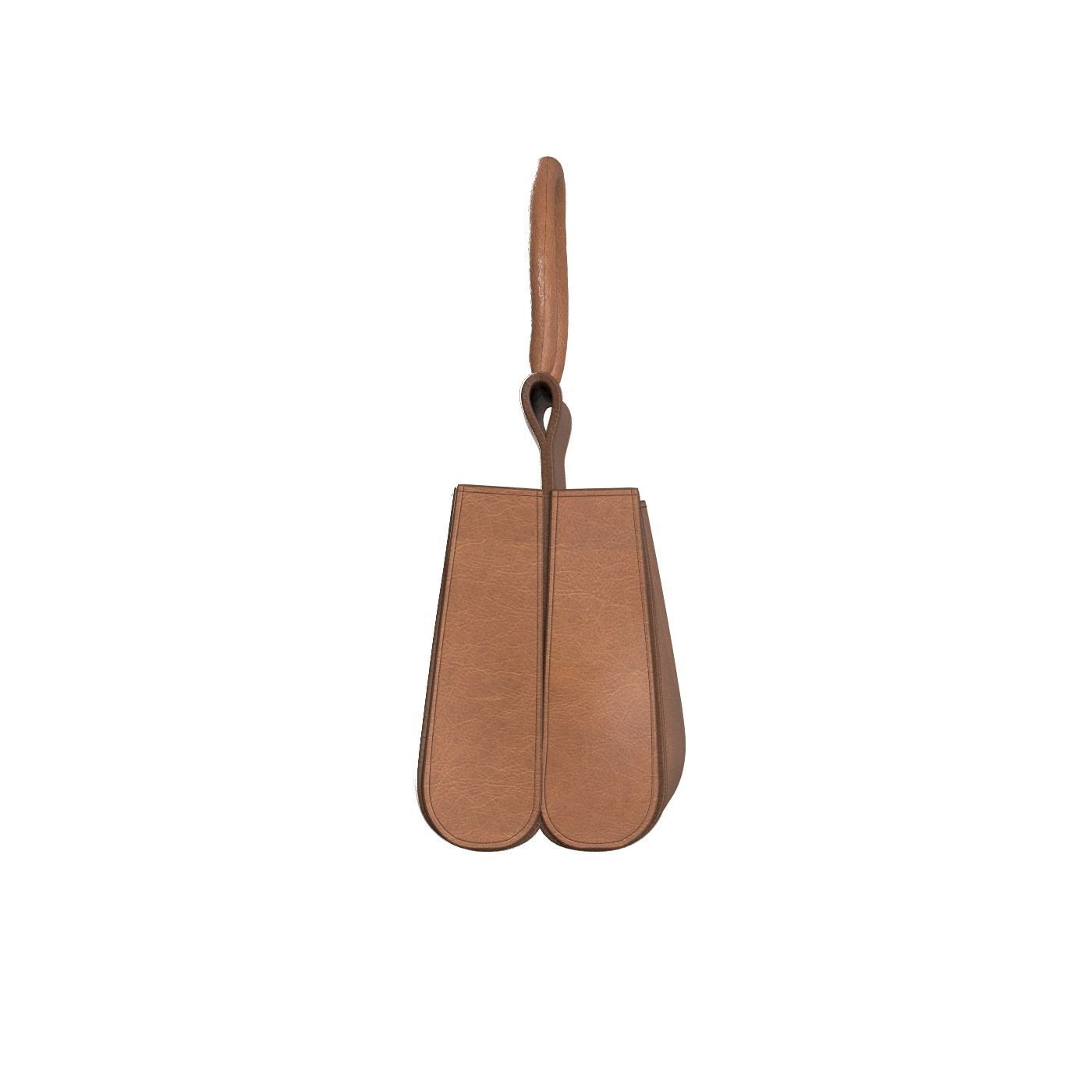 Brown Leather Tote Bag 3D model_2