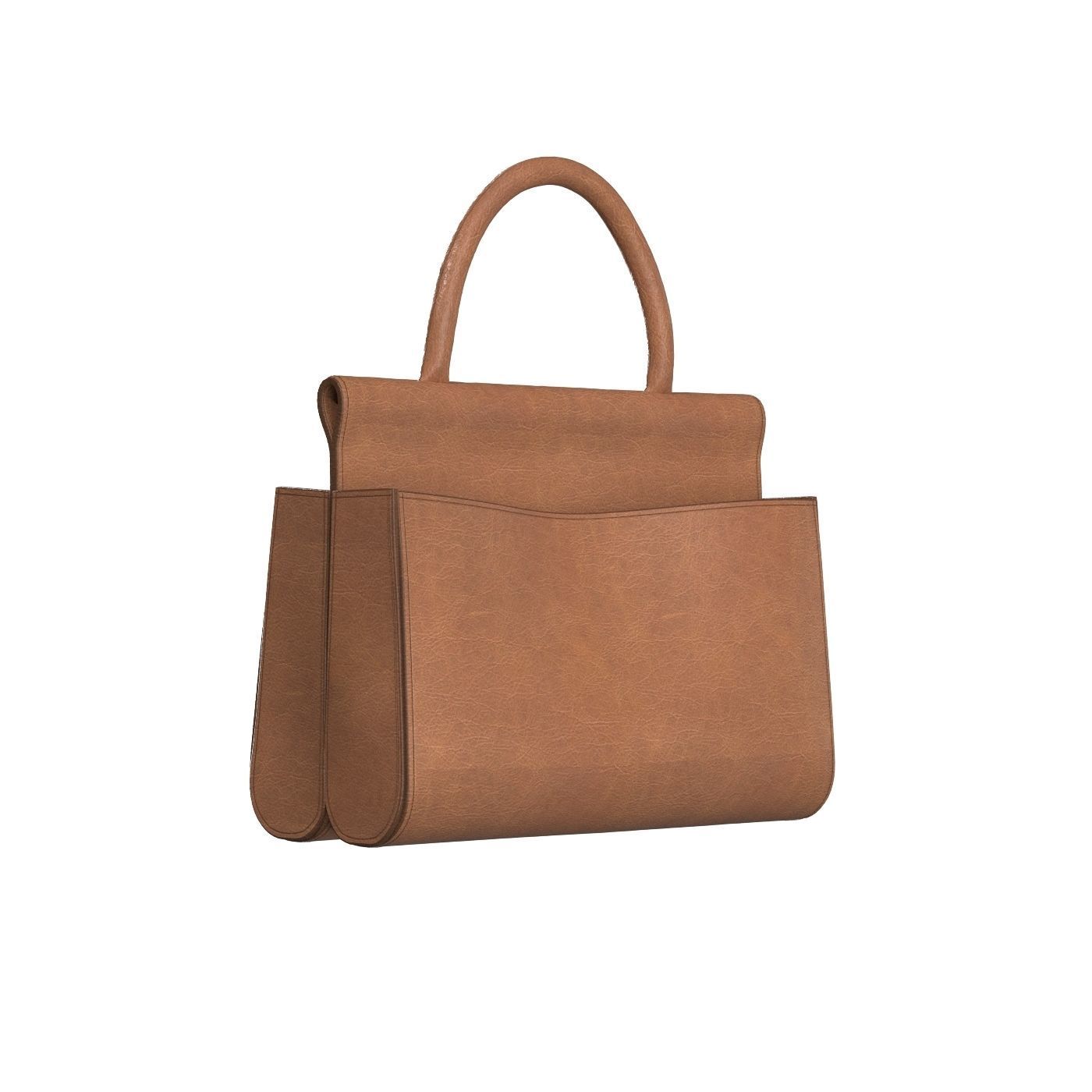 Brown Leather Tote Bag 3D model_1