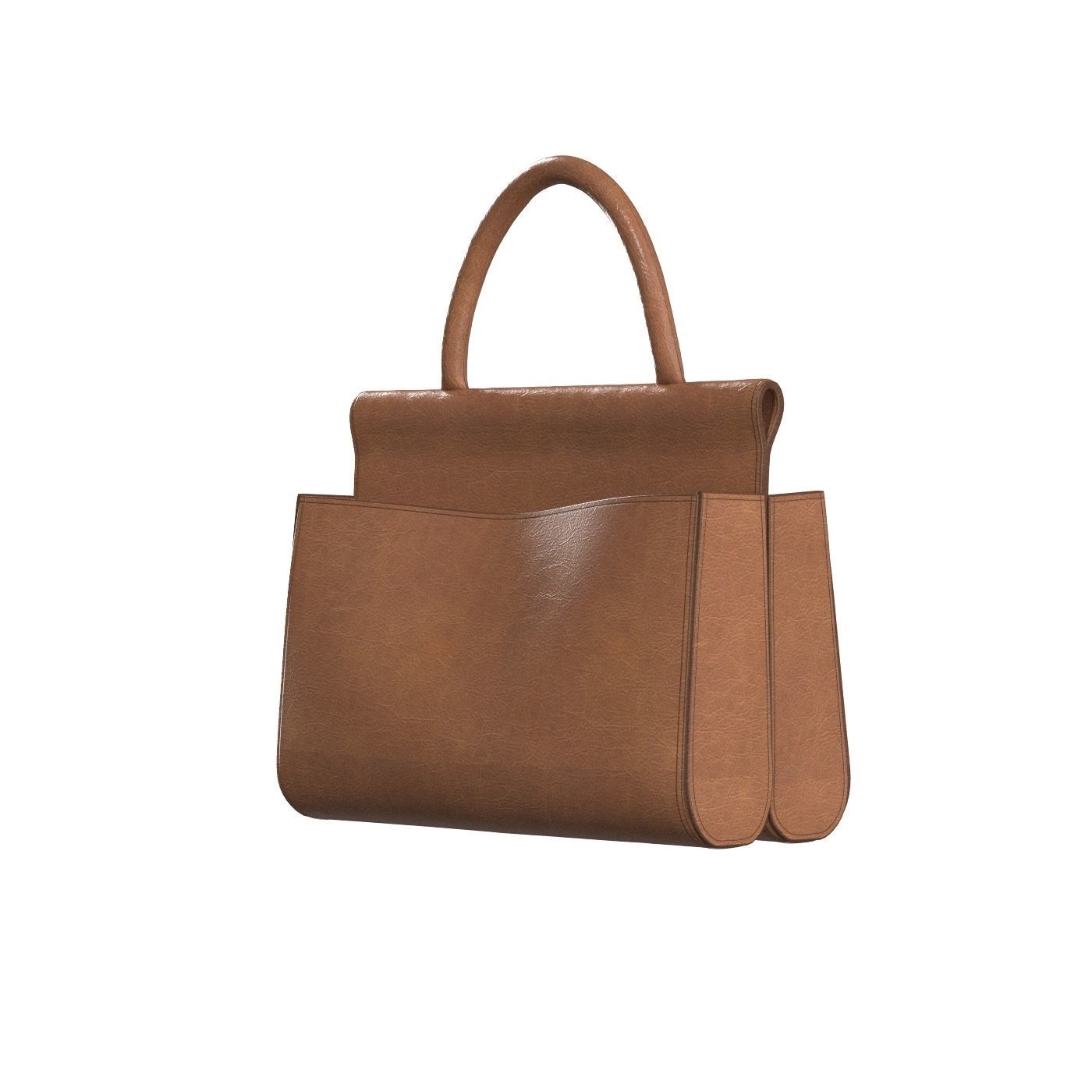 Brown Leather Tote Bag 3D model_7