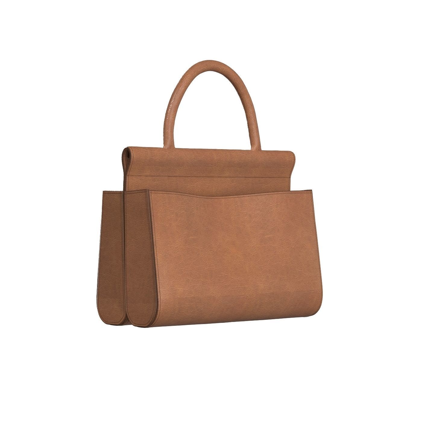 Brown Leather Tote Bag 3D model_5