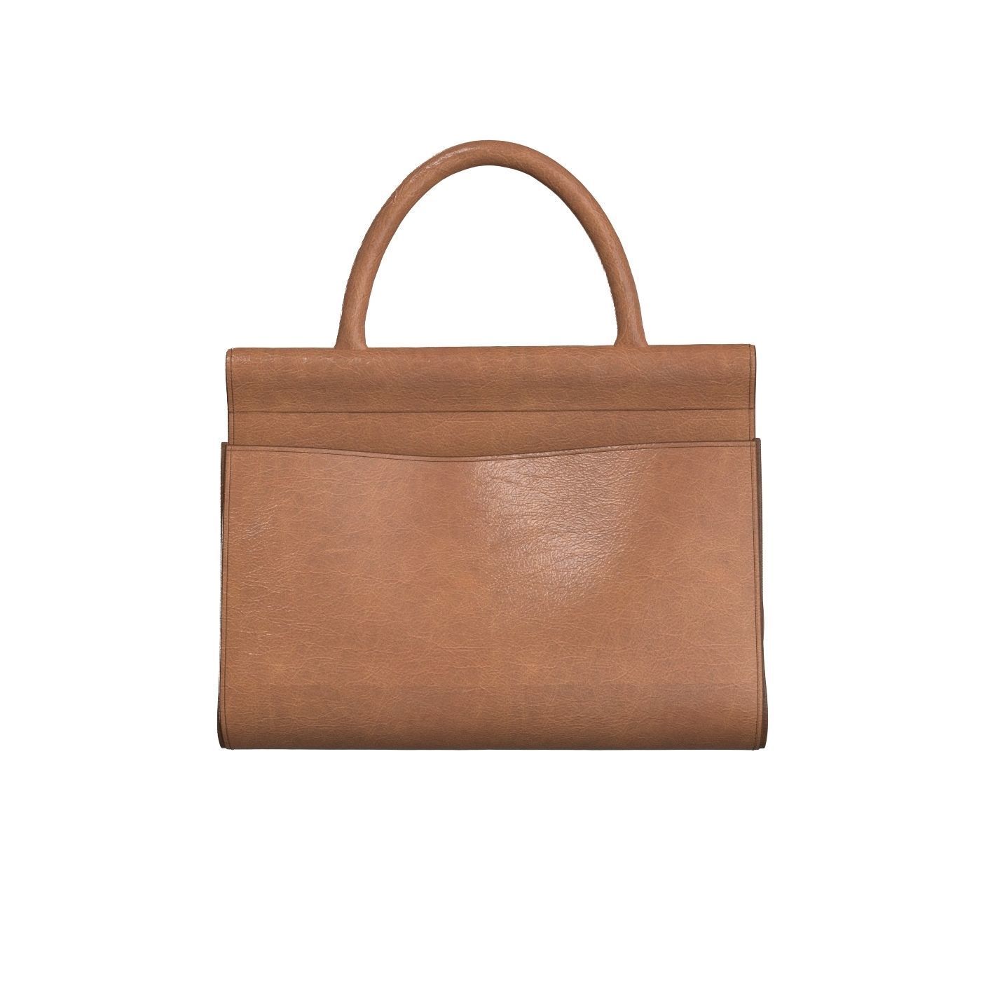 Brown Leather Tote Bag 3D model_4