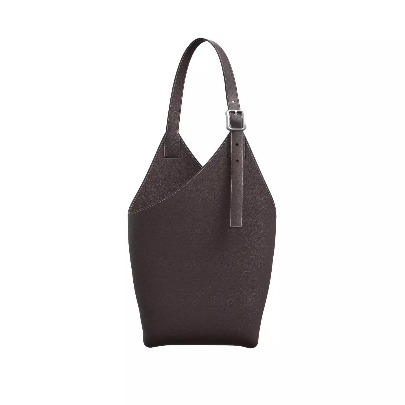 Dark brown Leather Hobo Bag 3D model_0