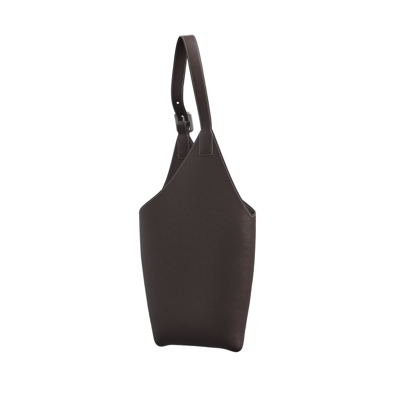 Dark brown Leather Hobo Bag 3D model_3