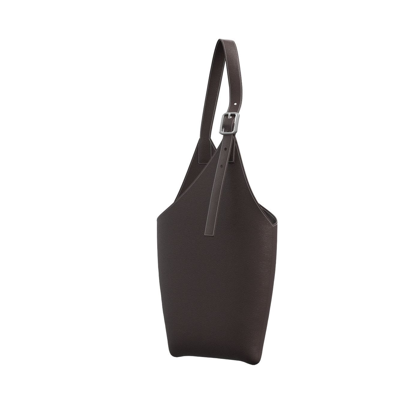 Dark brown Leather Hobo Bag 3D model_7