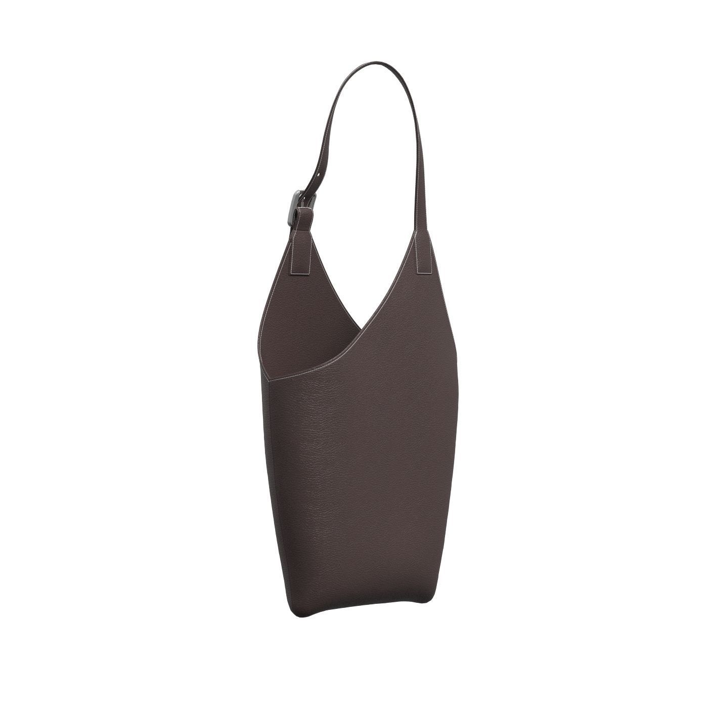 Dark brown Leather Hobo Bag 3D model_5