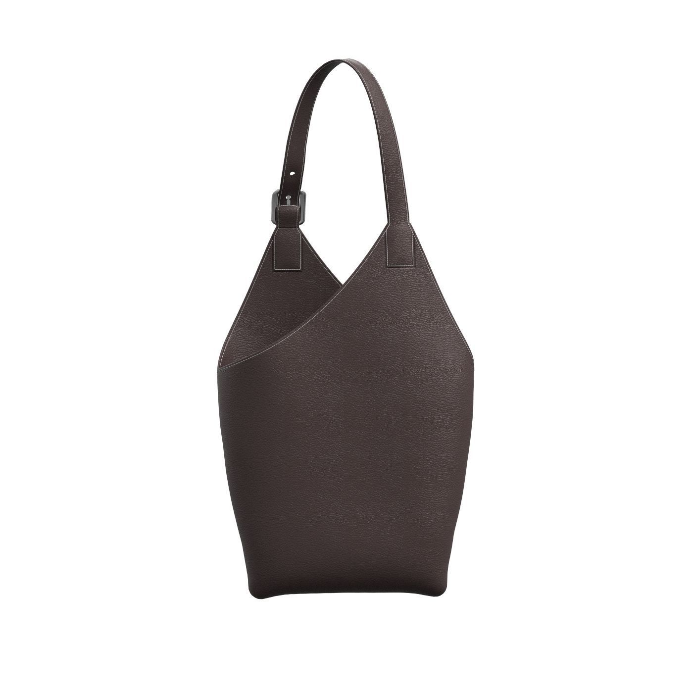 Dark brown Leather Hobo Bag 3D model_4