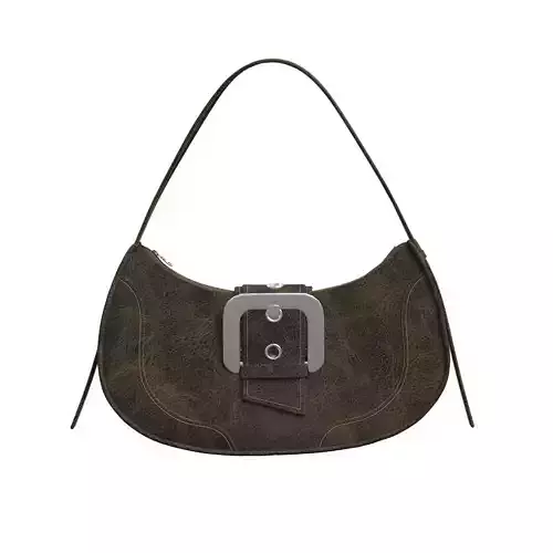Dark brown Vintage Leather Baguette Bag