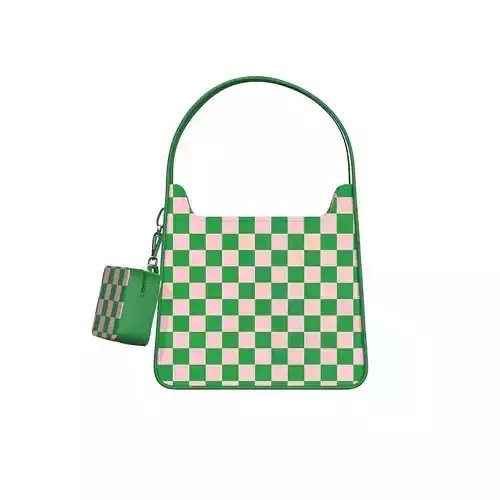 Green Checkboard Leather Hobo Bag