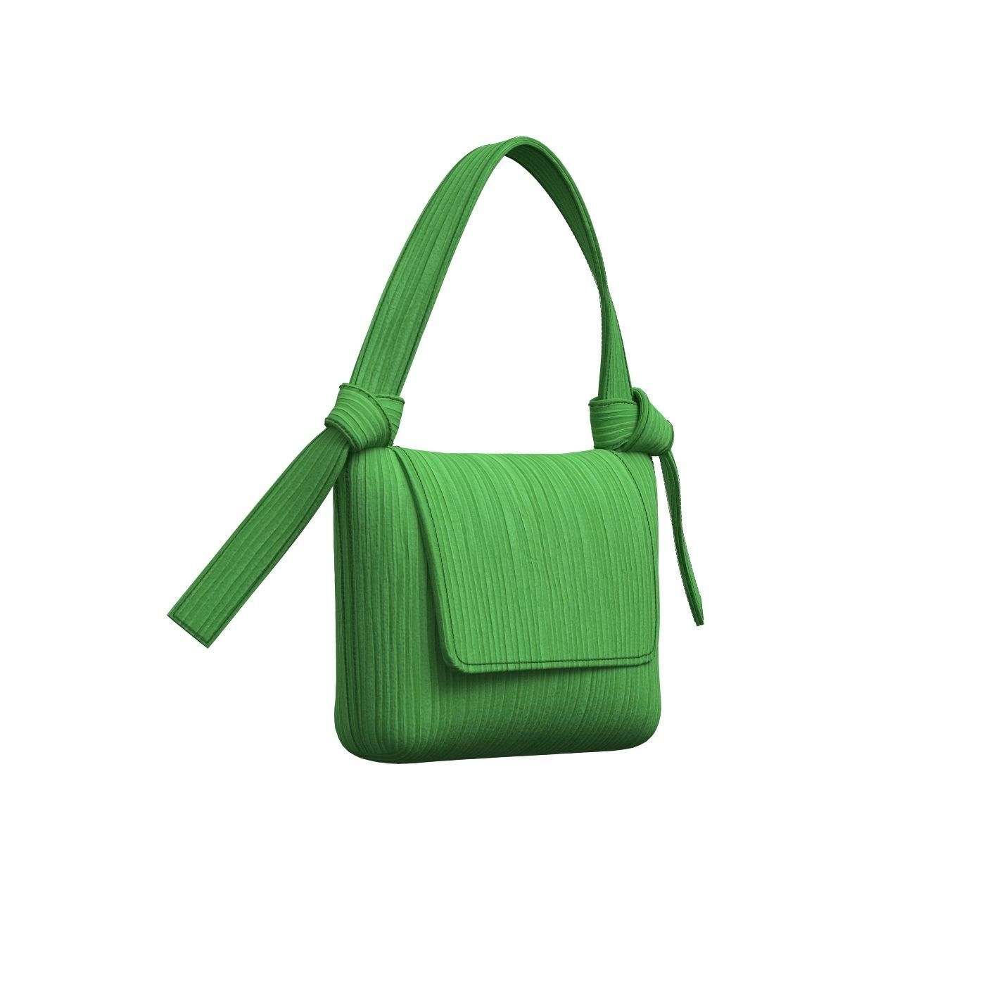 Green Cotton Flap Bag 3D model_1