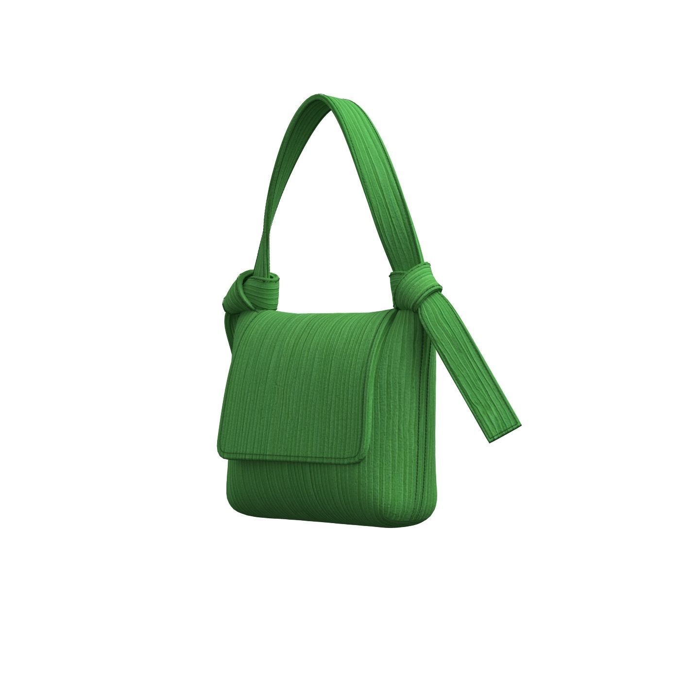 Green Cotton Flap Bag 3D model_7