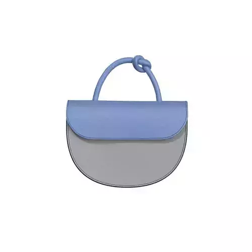 Grey Leather Half moon Flap Bag