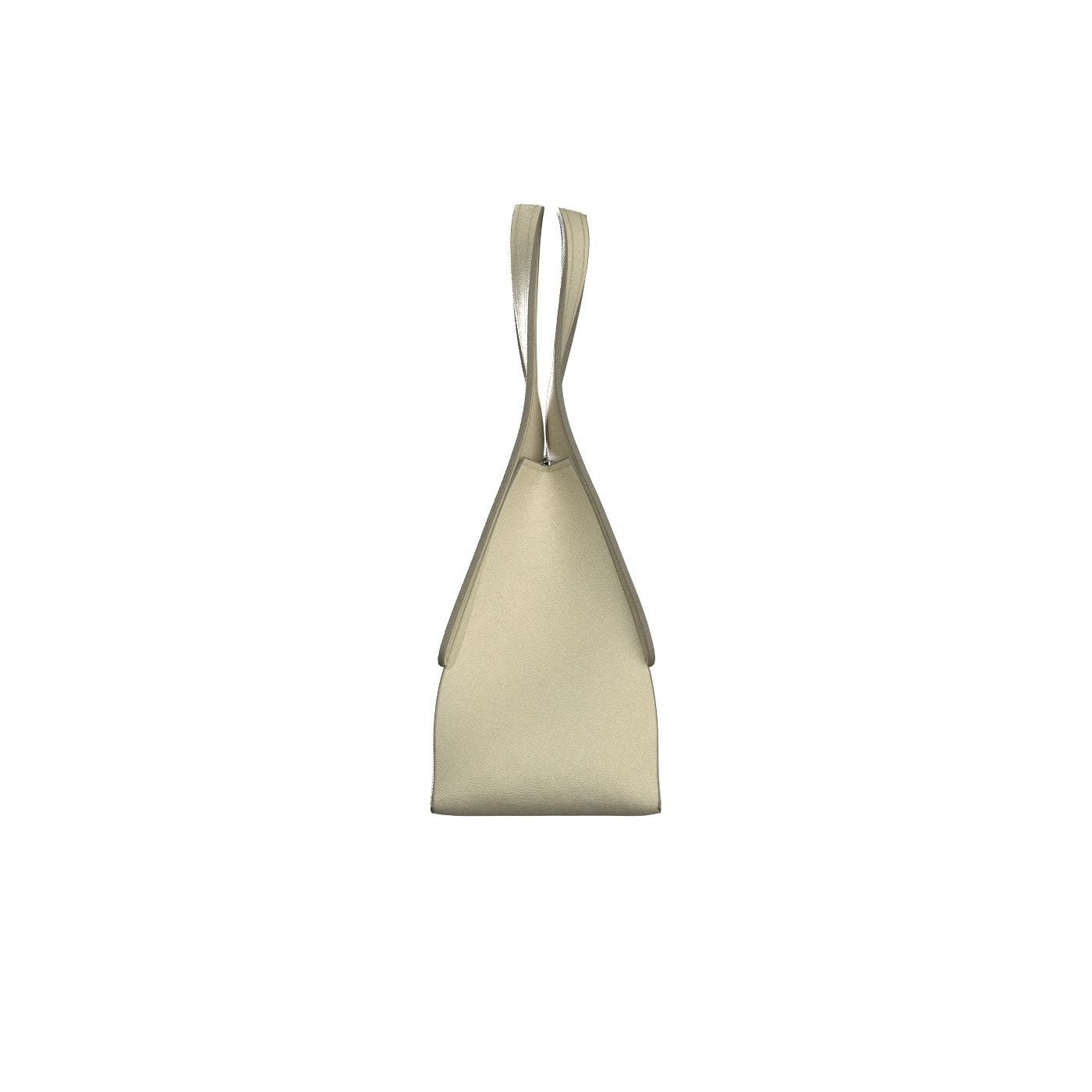 Ivory Leather Tote Bag 3D model_6