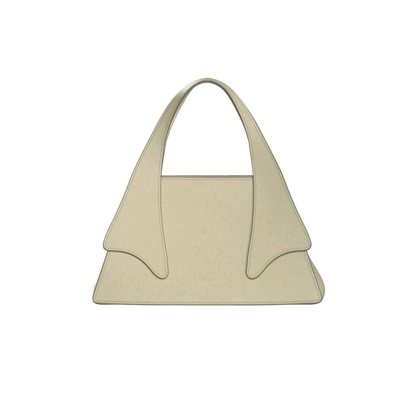 Ivory Leather Tote Bag 3D model_4
