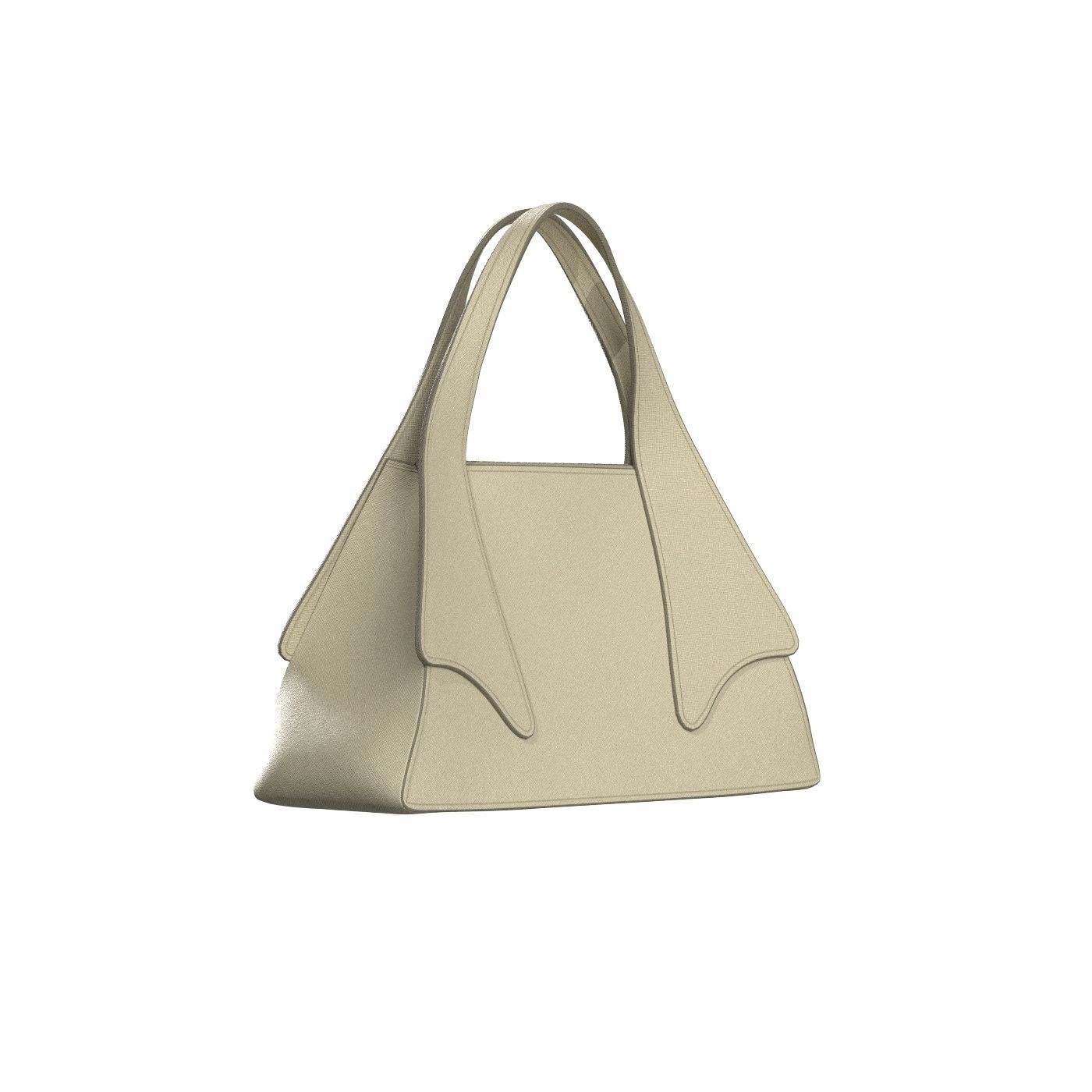 Ivory Leather Tote Bag 3D model_1