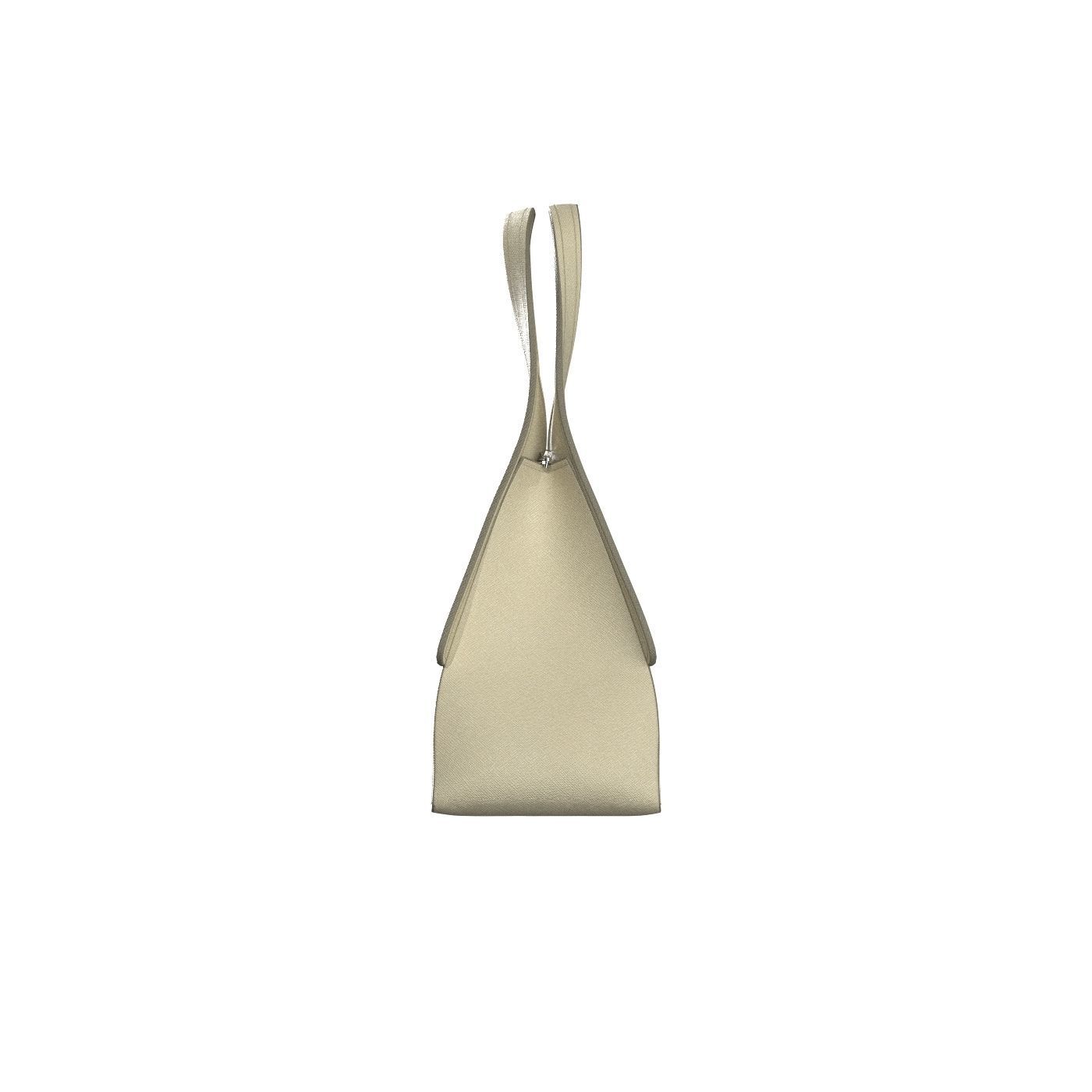 Ivory Leather Tote Bag 3D model_2