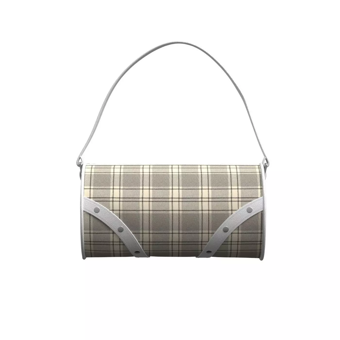 Ivory Plaid Leather Barrel Bag 3D model