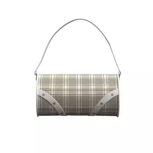 Ivory Plaid Leather Barrel Bag