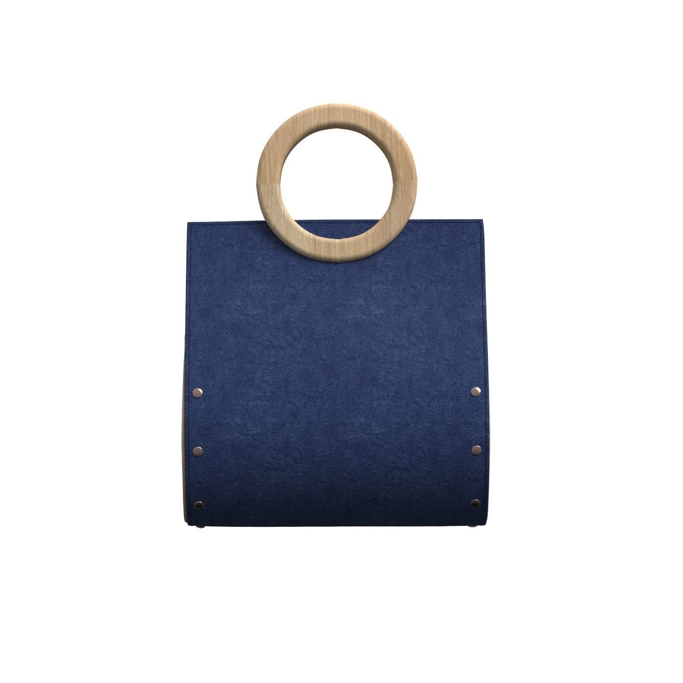 Navy Suede Ring Tote Bag 3D model_4