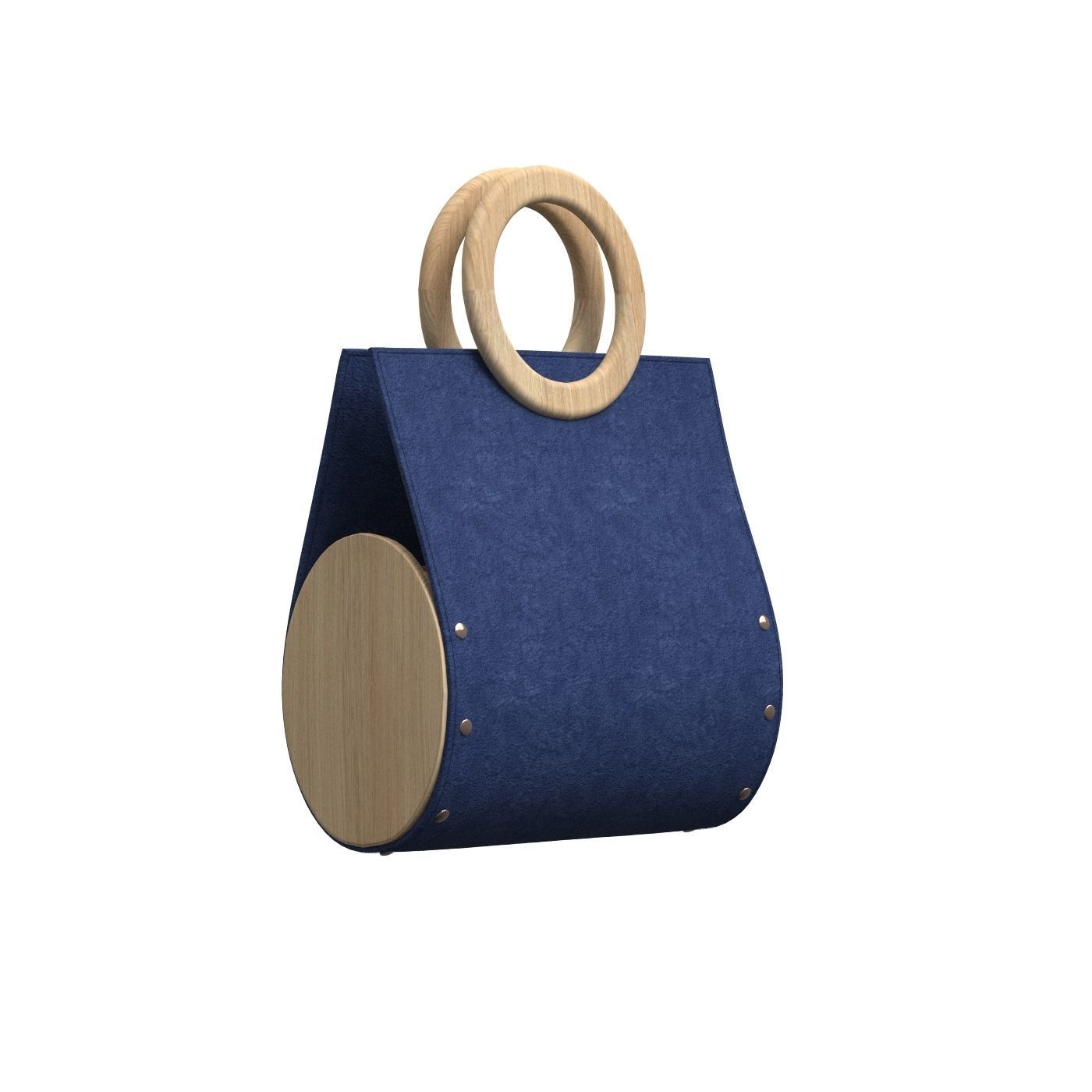 Navy Suede Ring Tote Bag 3D model_5